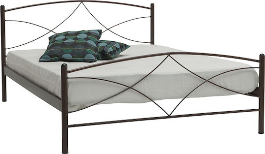 Andros Bed Double Metal White for Mattress 150x200cm