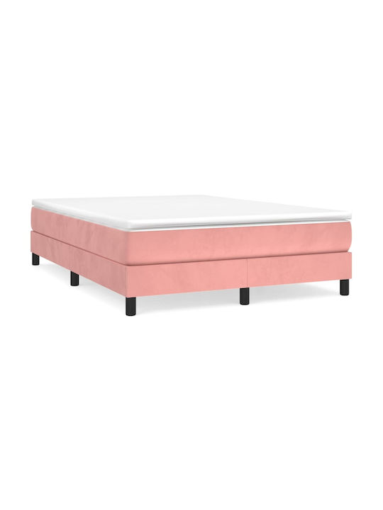 Saltea Dublă Tapitată cu Material Roz pentru Saltea 140x190cm