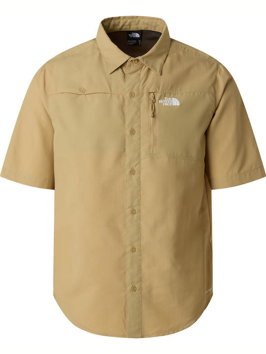Short Sleeve Shirt in Regular Fit Khaki Stone