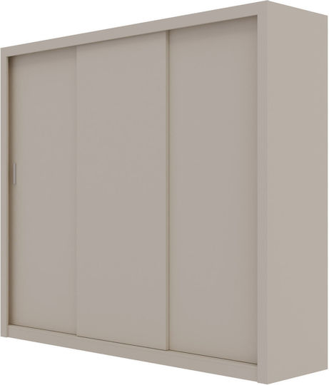 Grandio Τρίφυλλη Ντουλάπα Συρόμενη 250x60x215cm Cashmere