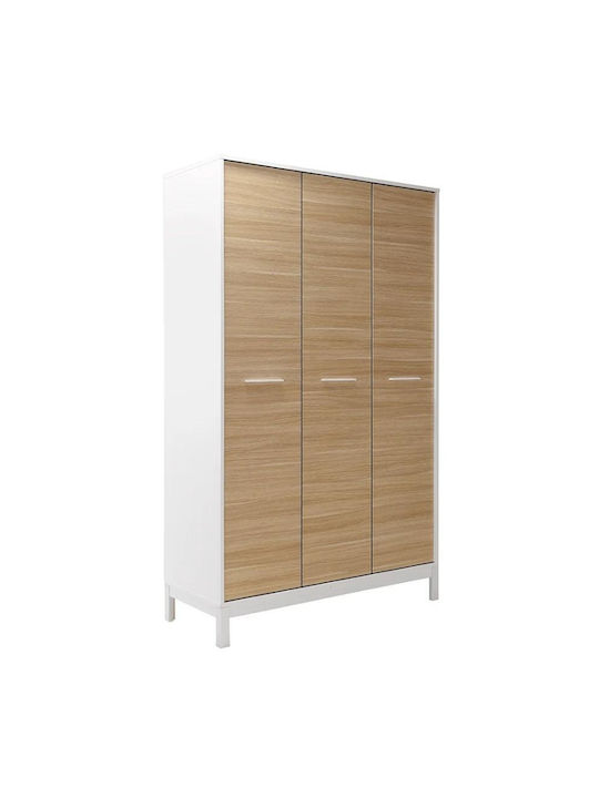London Τρίφυλλη Ντουλάπα Oak - Λευκό 120x52x202cm