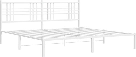 Метално Легло King Size Бяло с Дъски за Матрак 183x213см