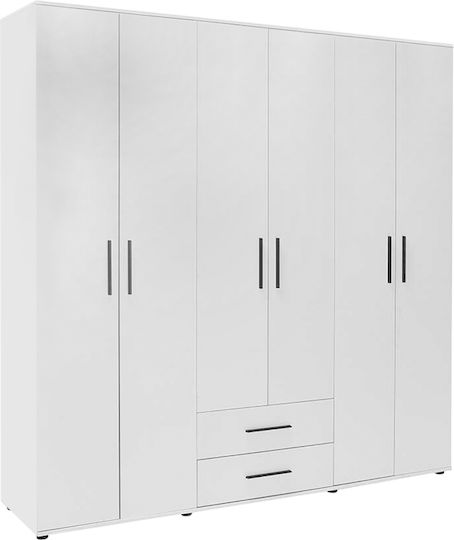 Bianco Εξάφυλλη Ντουλάπα 206x52x213cm Λευκό Bianco Εξάφυλλη Ντουλάπα 206x52x213cm Λευκό