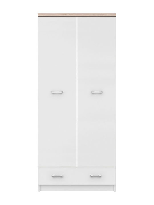 Top Mix Δίφυλλη Ντουλάπα Λευκή 80x57x183cm