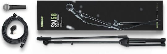 Shure SM58-KM-SOM Комплект Δυναμικό Микрофон XLR Ръчно изработено за Вокали Комплект с високо качество в Черен Цвят
