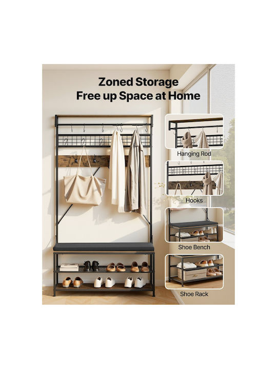 Vevor Hallway Furniture with Hanger Shoe Rack Wardrobe & Bench 40x16x97cm
