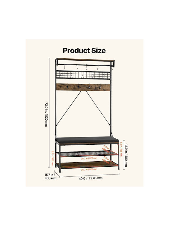 Vevor Hallway Furniture with Hanger Shoe Rack Wardrobe & Bench 40x16x97cm