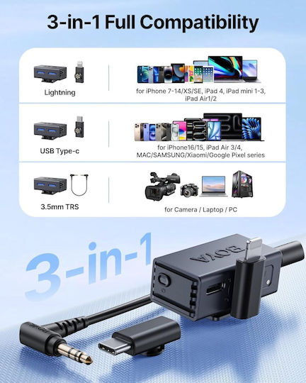 Boya BOYALINK 3 Type-C Mikrofon Πέτου, Clip On