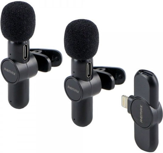 Remax Κ10 Live-Stream One-to-Two Lightning Set Drahtlos Mikrofon Πέτου, Clip On für Gesang