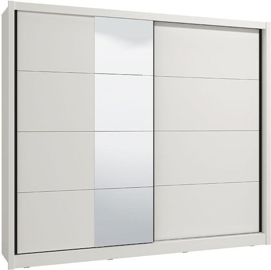 Albi Δίφυλλη Ντουλάπα Συρόμενη με Καθρέπτη 245x60x216cm Λευκό Albi Δίφυλλη Ντουλάπα Συρόμενη με Καθρέπτη 245x60x216cm Λευκό