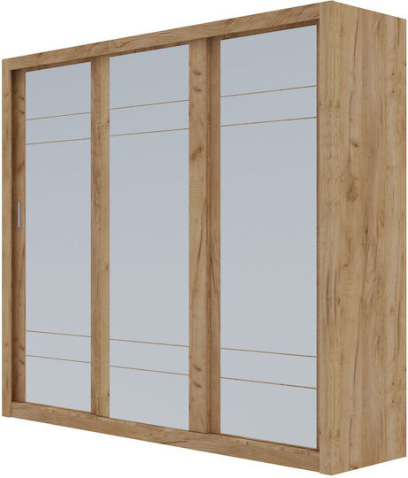 Grandio Τρίφυλλη Ντουλάπα με Καθρέπτη 250x60x215cm Grandio Τρίφυλλη Ντουλάπα με Καθρέπτη 250x60x215cm