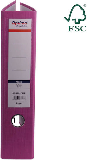 Optima Clasic & Premium Clasă A4 Mapă Laminată Din Hârtie Pp Cu Margine Metalică 75 Mm Optima Clasic Roz