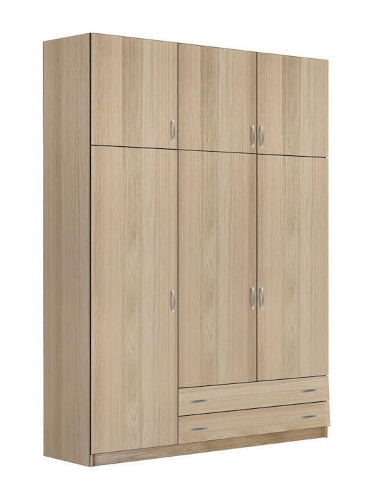 Τρίφυλλη Ντουλάπα με Πατάρι Λαττέ 152x60x233cm