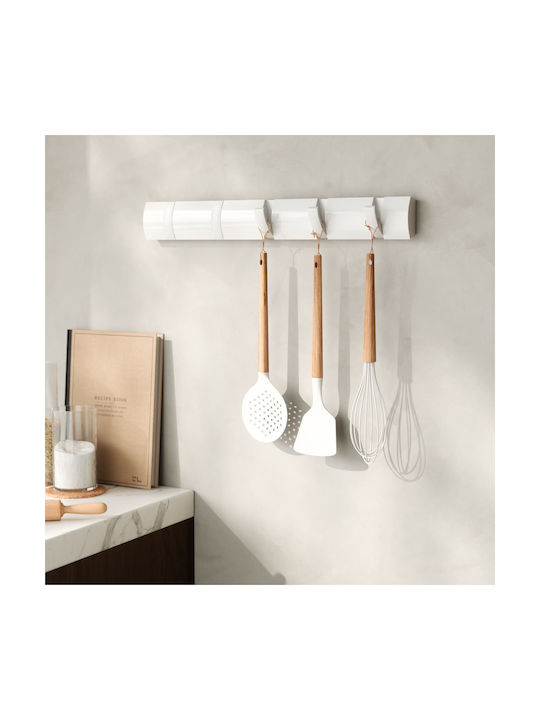 Umbra Wall Hanger Flip 5 Wooden 5 Hooks White 50.8x2.5x7.6cm