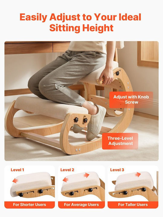 Vevor Office & Desk Stool with Knee Support and Backrest Brown 54x86x98.5cm