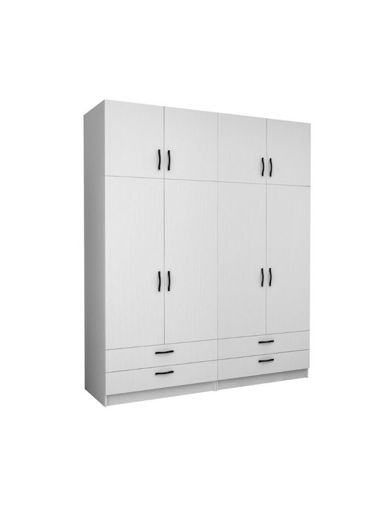 Four Door Wardrobe Victoria with Loft White 200x60x240cm
