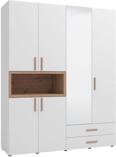 Τετράφυλλη Ντουλάπα με Καθρέπτη 179x57x227cm Λευκό/artisan Oak Τετράφυλλη Ντουλάπα με Καθρέπτη 179x57x227cm Λευκό/artisan Oak