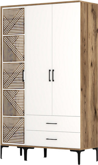 Wardrobe Three Doors Pt Walnut White 120x47x201cm Wardrobe Three Doors Pt Walnut White 120x47x201cm