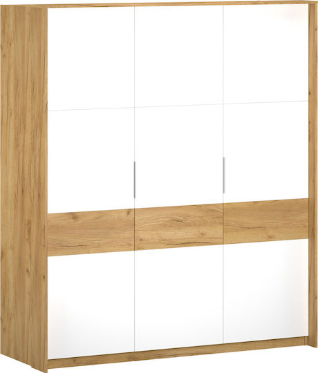 Avanti Τρίφυλλη Ντουλάπα 184.8x65.6x214.2cm Χρυσός Δρυς - Λευκό