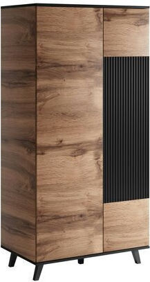 Houston E110 Δίφυλλη Ντουλάπα 90x55x182cm Μαύρο, Wotan Δρυς
