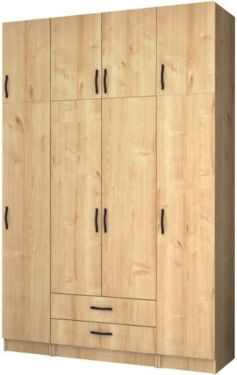 Ricardo Τετράφυλλη Ντουλάπα με Πατάρι 160x51.8x240cm Φυσικό Οξιάς Ricardo Τετράφυλλη Ντουλάπα με Πατάρι 160x51.8x240cm Φυσικό Οξιάς