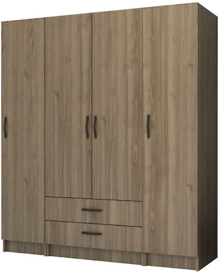 Ricardo Τετράφυλλη Ντουλάπα 160x51.8x181cm Καρυδί