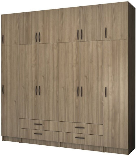 Ricardo Εξάφυλλη Ντουλάπα με Πατάρι 240x51.8x240cm Καρυδί Ricardo Εξάφυλλη Ντουλάπα με Πατάρι 240x51.8x240cm Καρυδί