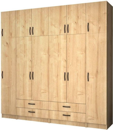 Șase uși cu Spațiu de Depozitare Ricardo 240x51.8x240cm Natural Beech Șase uși cu Spațiu de Depozitare Ricardo 240x51.8x240cm Natural Beech