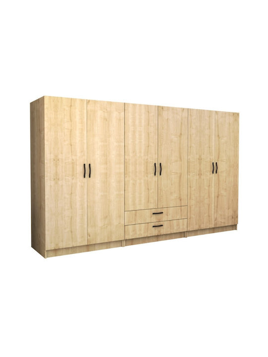Шест врати Гардероб Victoria Natural Beech 300x60x181см