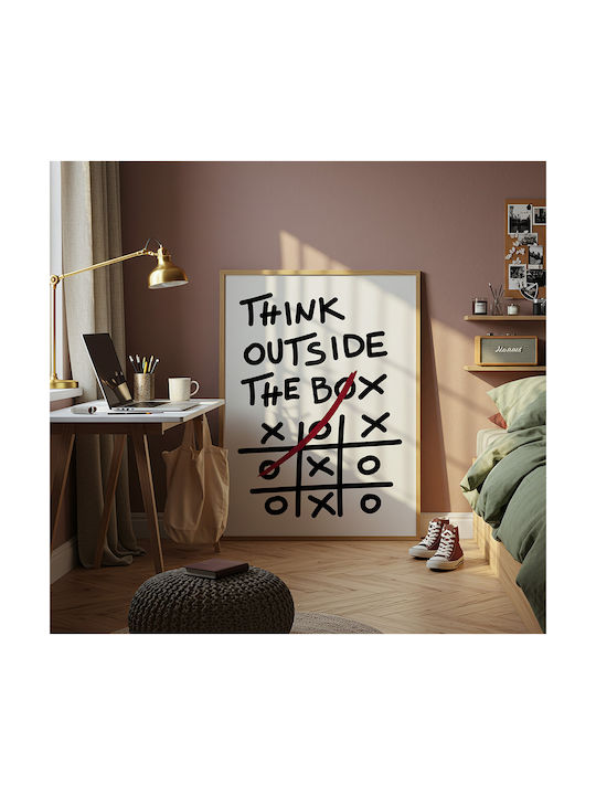 Quote Poster Think Outside Box Pq188 30cm X 40cm Brown Wooden Frame
