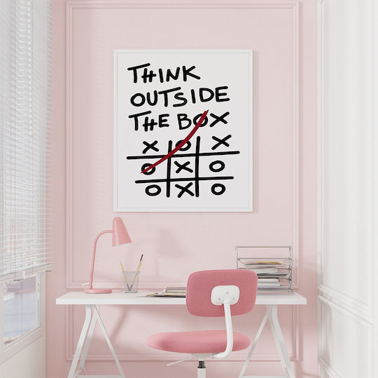 Zitat Poster Think Outside Box Pq188 30cm x 40cm Rahmen aus Hölzern Braun