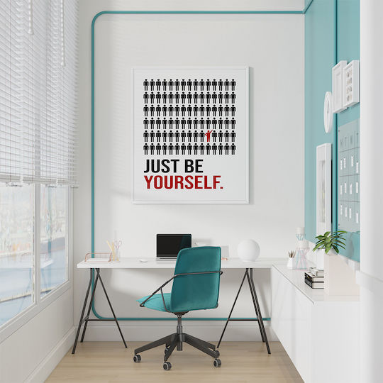 Zitat Poster Just Be Yourself Pq185 21cm x 30cm Weiße Hölzernes Rahmen