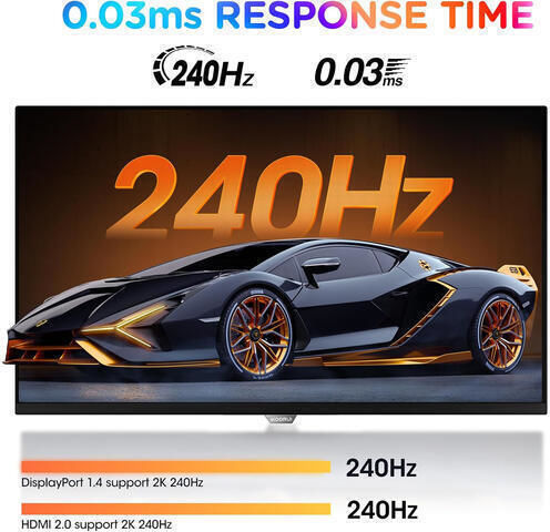 Koorui S2721XO QD-OLED HDR Монитор 27" QHD 2560x1440 240Hz с Време за Реакция 0.03мс GTG