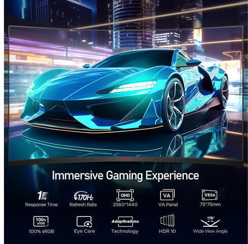 Koorui G3221SC VA HDR Curved Gaming Monitor 31.5" QHD 2560x1440 170Hz