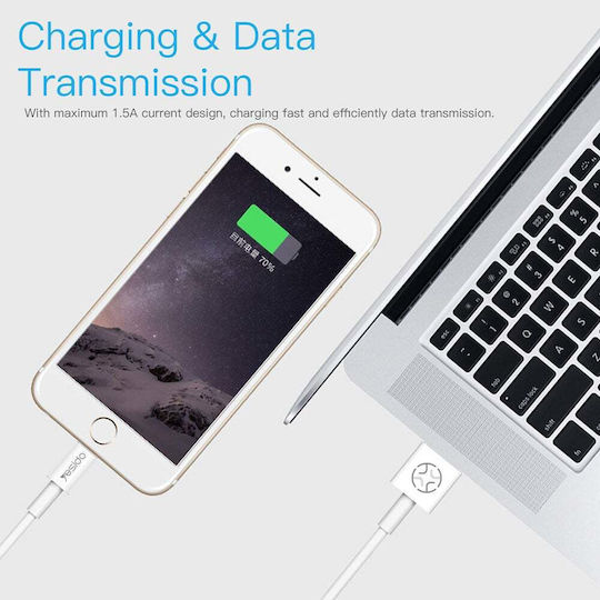 Yesido CA-22 USB to Lightning Cable Λευκό 1.2m (127363)