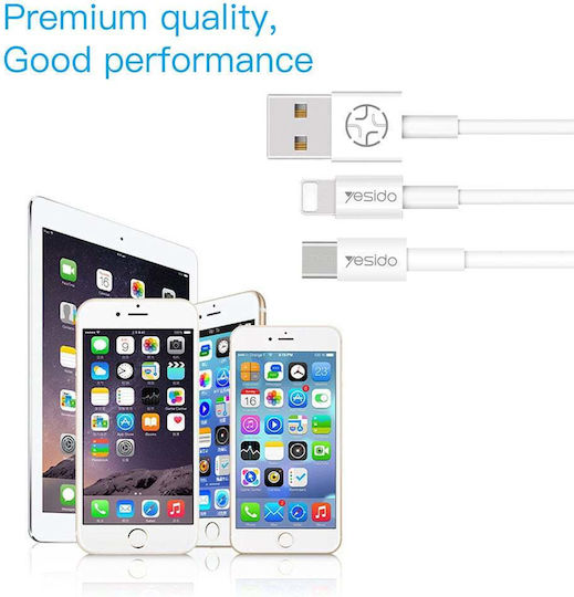 Yesido CA-22 USB to Lightning Cable Λευκό 1.2m (127363)