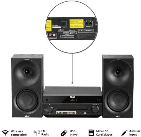 Akai Proffesional Sistem audio 2 AM-301 AM-301K 40W cu CD Player și Bluetooth Negru