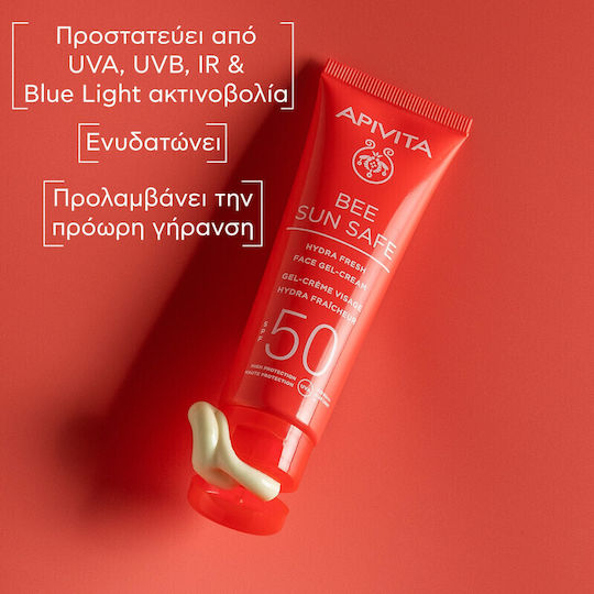 Apivita Bee Sun Safe Hydra Αδιάβροχο Αντηλιακό Gel Προσώπου SPF50 50ml