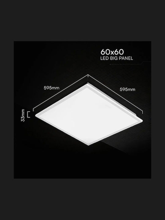 V-TAC Τετράγωνο Χωνευτό LED Panel 40W με Φυσικό Λευκό Φως 4000K 60x60εκ.