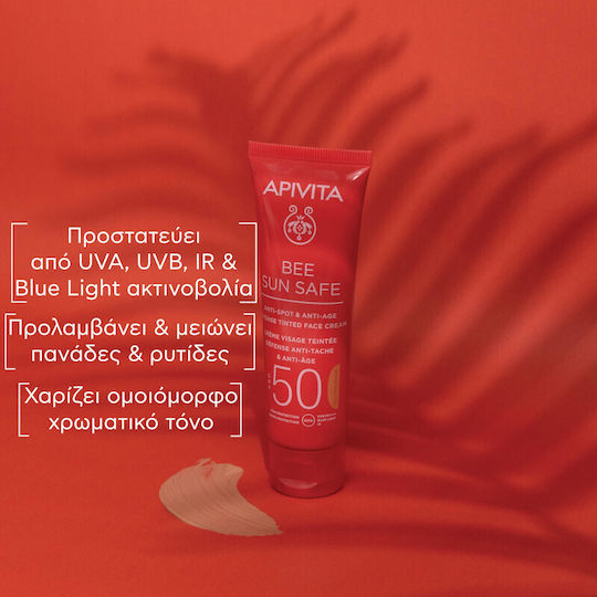Apivita Bee Sun Safe Anti-spot & Anti-age Cremă de Față cu Protecție Solară SPF50 cu Pigment Golden 50ml