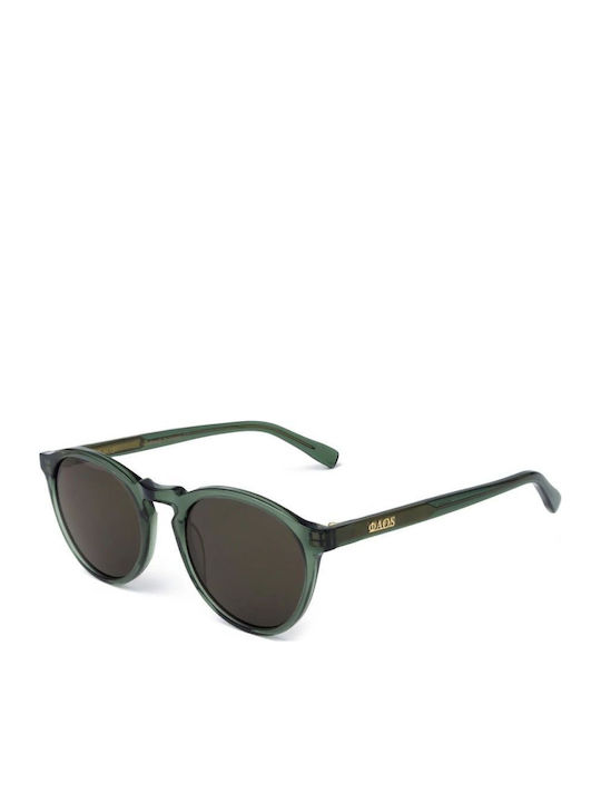 Faos Men's Sunglasses with Green Horn-Rimmed Frame and Green Lens