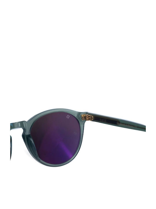 Faos Men's Sunglasses with Green Horn-Rimmed Frame and Green Lens