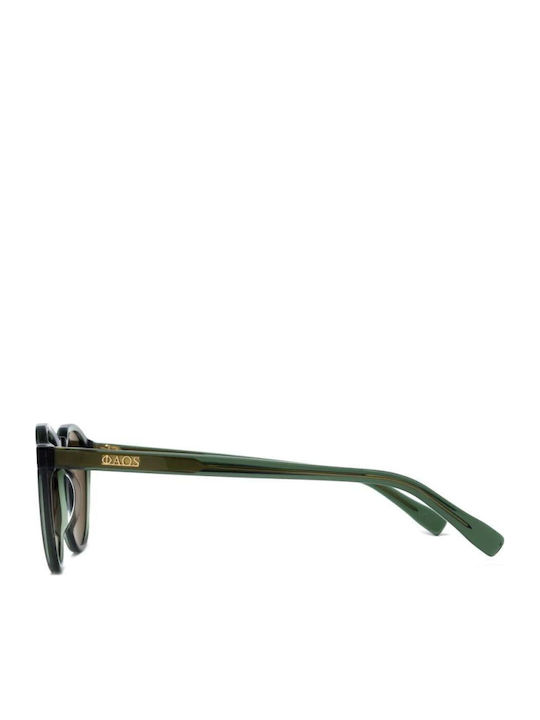 Faos Men's Sunglasses with Green Horn-Rimmed Frame and Green Lens