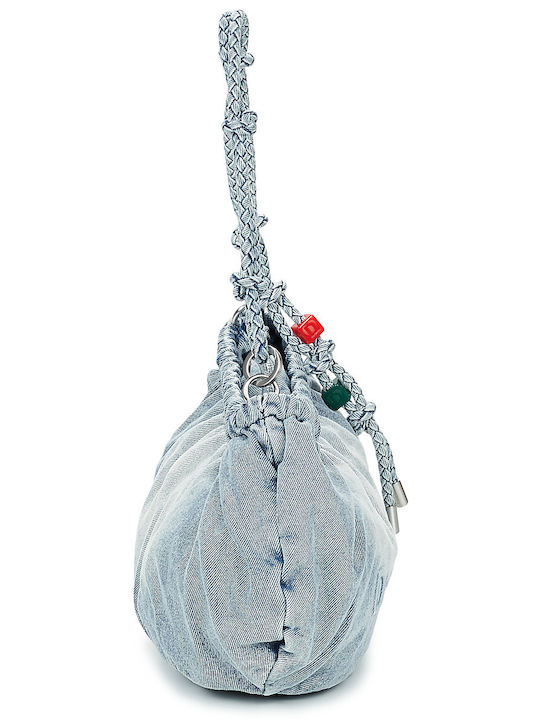 Half Logo Fabric Women's Shoulder Bag Blue