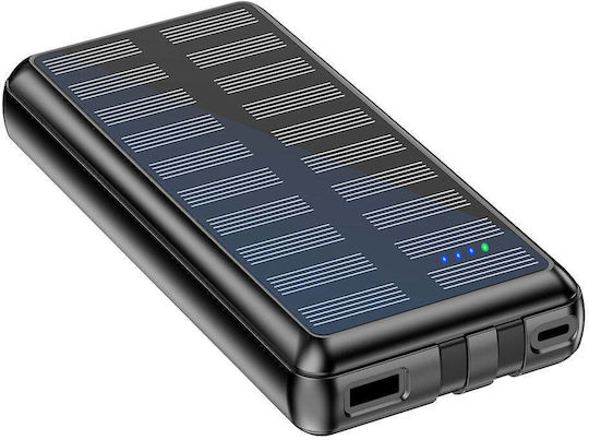 Rixus RXPB47 Solar Power Bank 20000mAh 10W with USB-A Port and USB-C Port Black