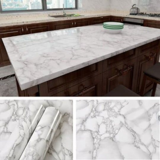 3d Self-adhesive Marble-style Wallpaper Waterproof Strong Adhesive Easy To Install Kitchen Countertops Furniture White Black