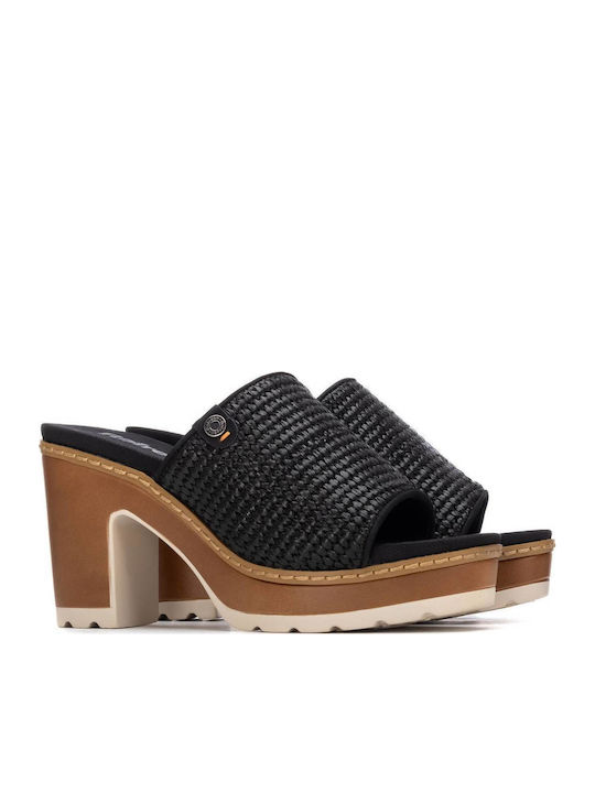 Women's Mules with Chunky High Heel in Black Color