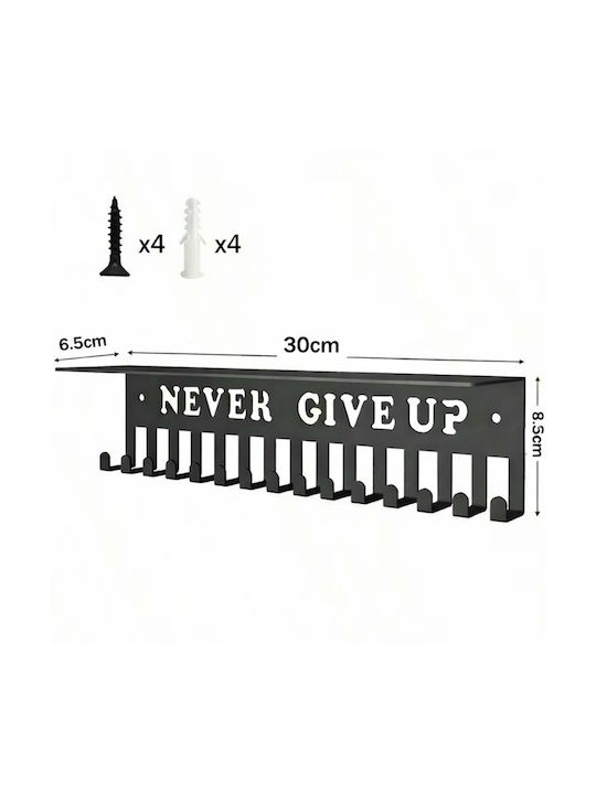 Agățătoare De Perete Metalică Cu 15 Compartimente Neagră 30x6.5x6.5cm