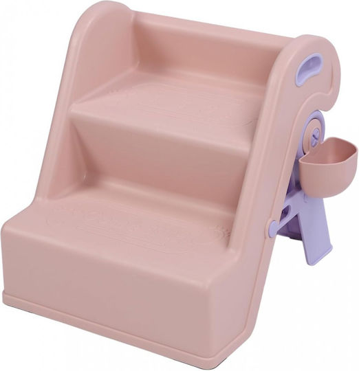 Little Mom Foldstep Suport Pentru Copii Roz Pliabil Cu Două Trepte Compact Design Ergonomic Mâner Integrat Accesoriu Practic Detasabil