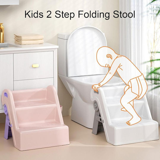 Little Mom Foldstep Suport Pentru Copii Roz Pliabil Cu Două Trepte Compact Design Ergonomic Mâner Integrat Accesoriu Practic Detasabil